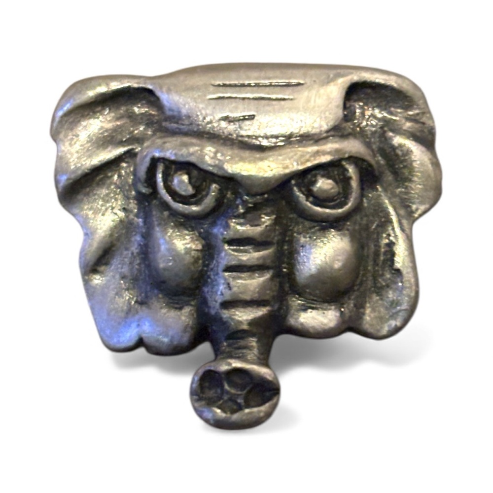 Silver Elephant Head Brooch